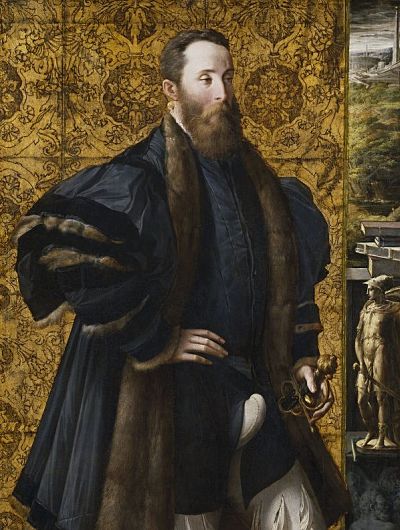 Parmigianino, Ritratto di Pier Maria Rossi di San Secondo, 1535-1539. Madrid, Museo del Prado.
La braghetta è caratteristica della moda del XVI secolo.