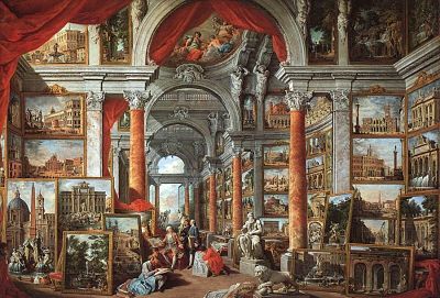 Giovanni Paolo Pannini, Galleria di vedute della Roma antica, 1758. Louvre Parigi
